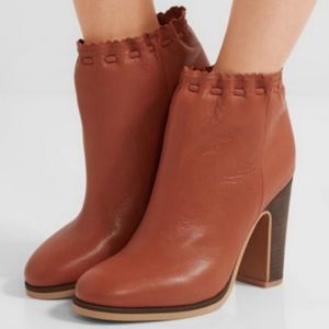 SEE BY CHLOE scalloped ruched Jane brown boots size 8